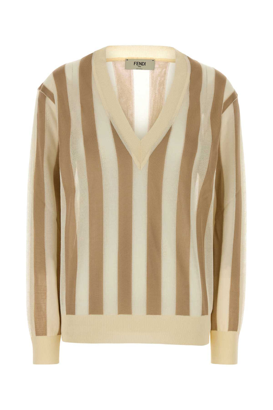 Fendi Pequin 70% Silk 30% Cotton sweater in beige