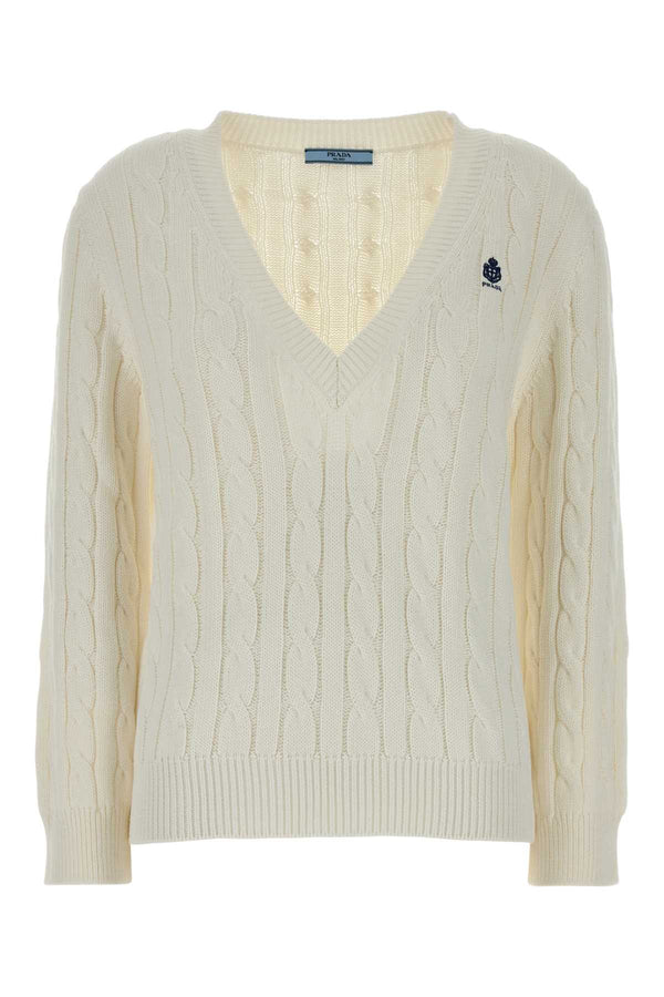 Prada 100% Cotton sweater in white
