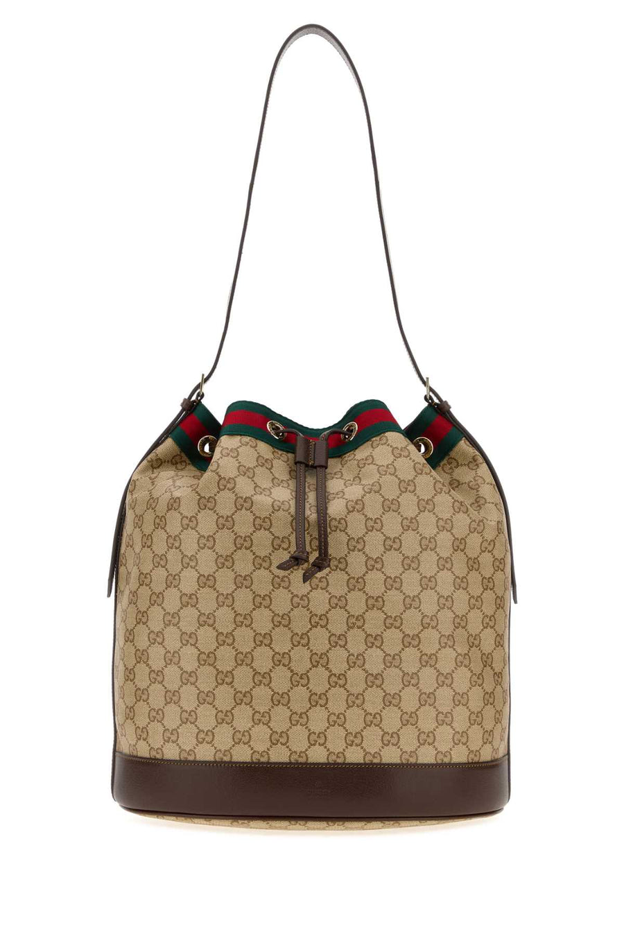 Gucci Exterior: 100% Fabric; Lining: 100% Fabric; Finishing: Golden metal bucket bag in beige