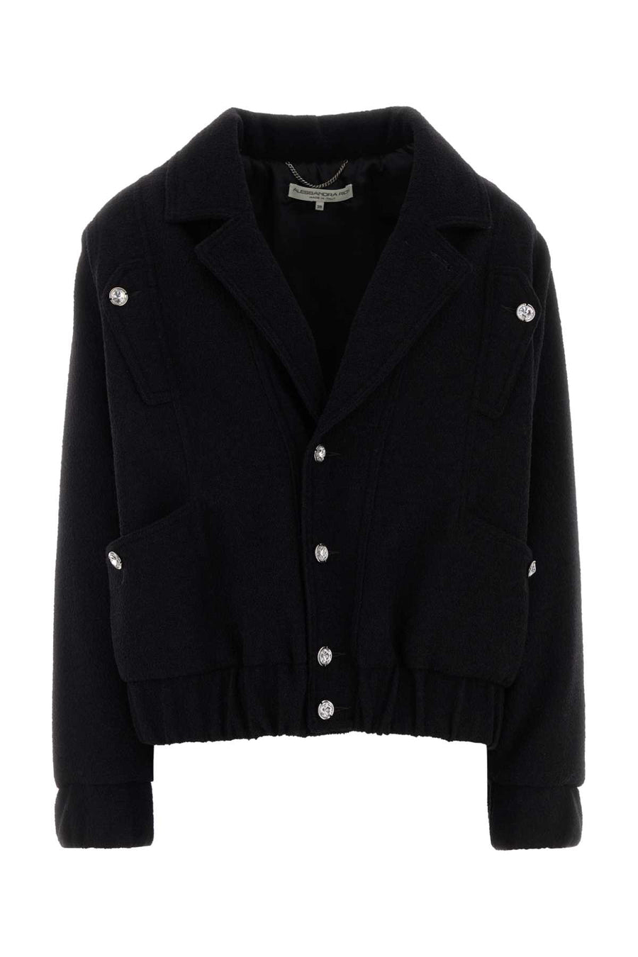 Alessandra Rich Exterior: 90% Virgin wool coat in black