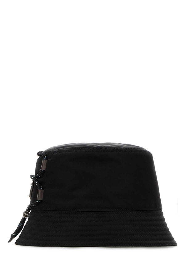 Prada CAPPELLI Exterior: 100% Re-Nylon; Lining: 100% Cotton bucket hat in black