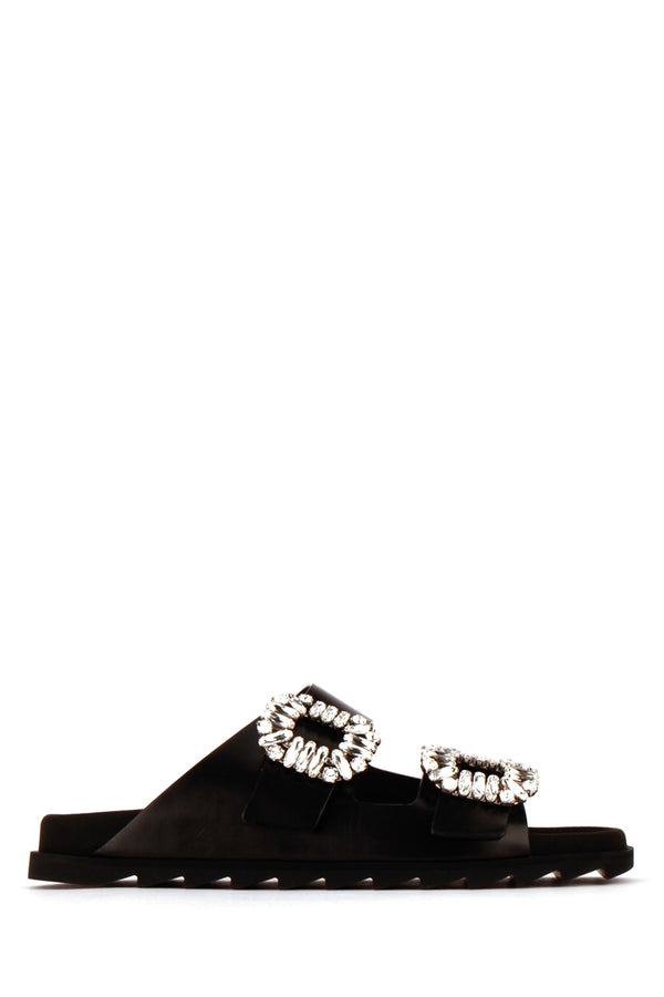 Roger Vivier Strass Satin heel sandal in black