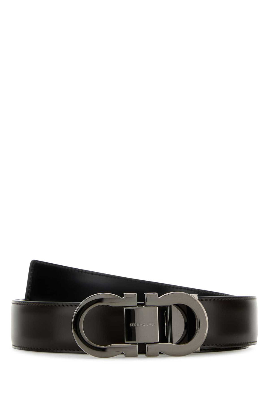 Ferragamo Exterior: 100% Calf Finishing: Ruthenium belt in brown