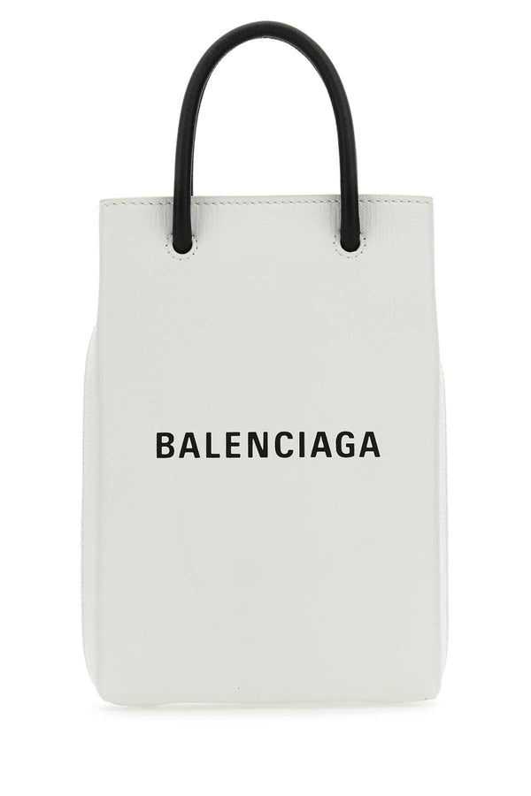 Balenciaga Exterior: 100% Calf Lining: 100% Fabric Finishing: Silver metal mini bag in white