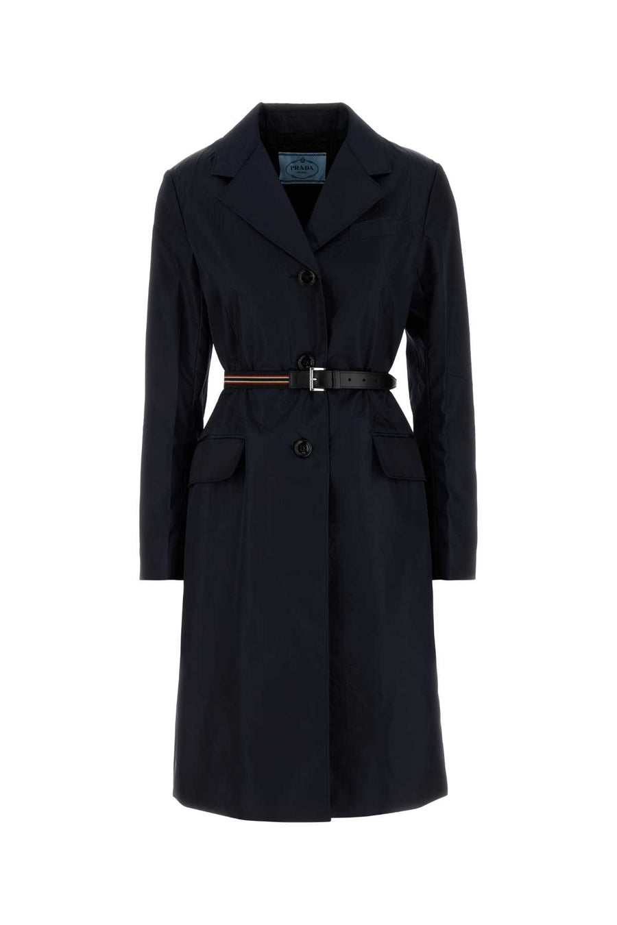 Prada 100% recycled polyamide with 14% elastane trench coat in navy