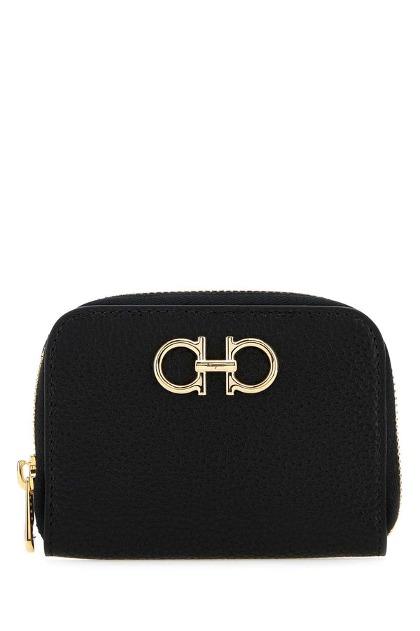 Ferragamo 100% calf leather coin purse in black
