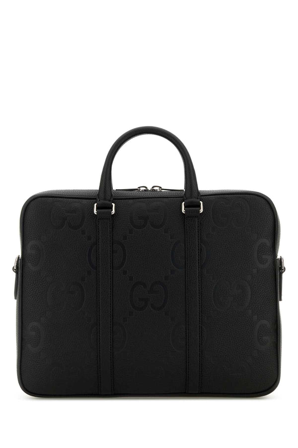 Gucci Exterior: 100% Leather briefcase in black