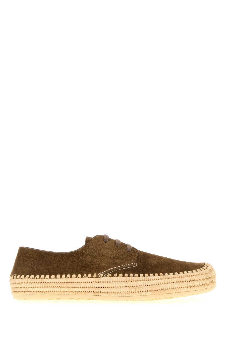 Loewe Taupe Exterior: 100% Suede lace-up flat in brown