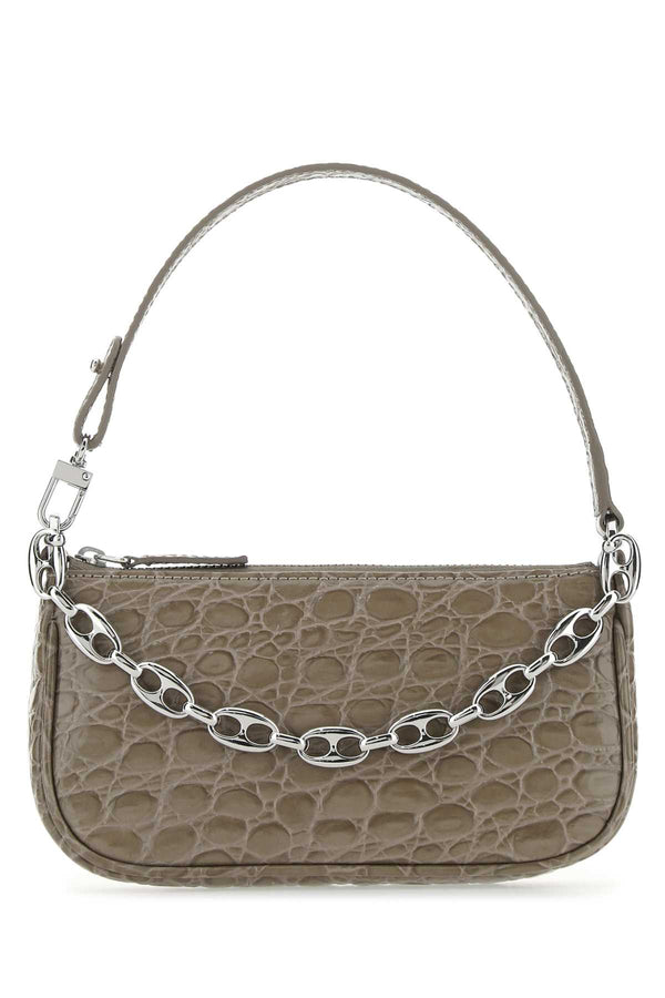 By Far Exterior: 100% Bovine leather shoulder bag in gray