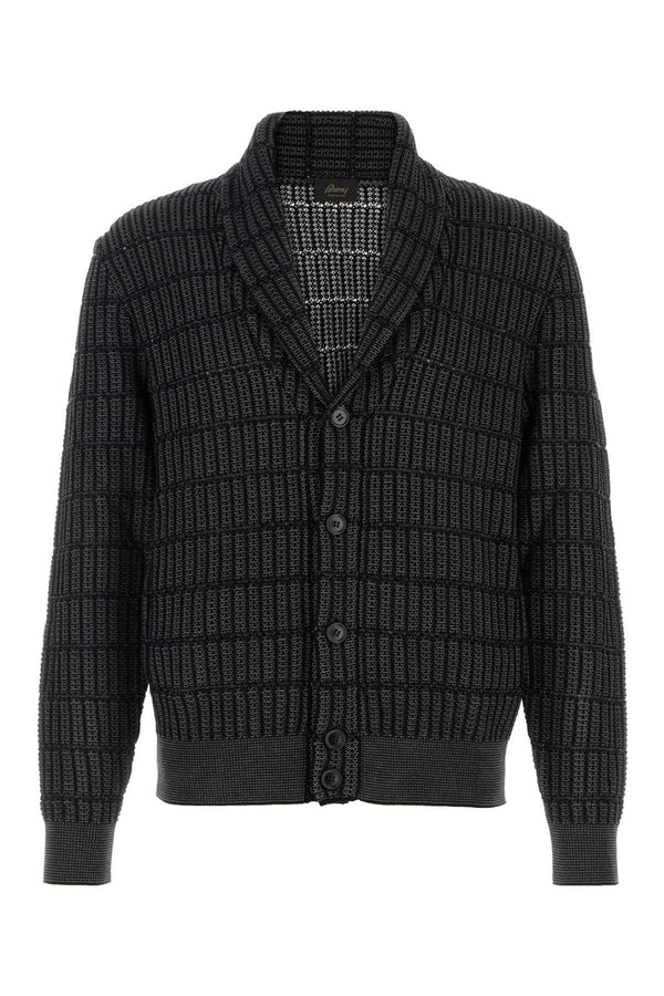Brioni Collar 50% Cotton cardigan in gray