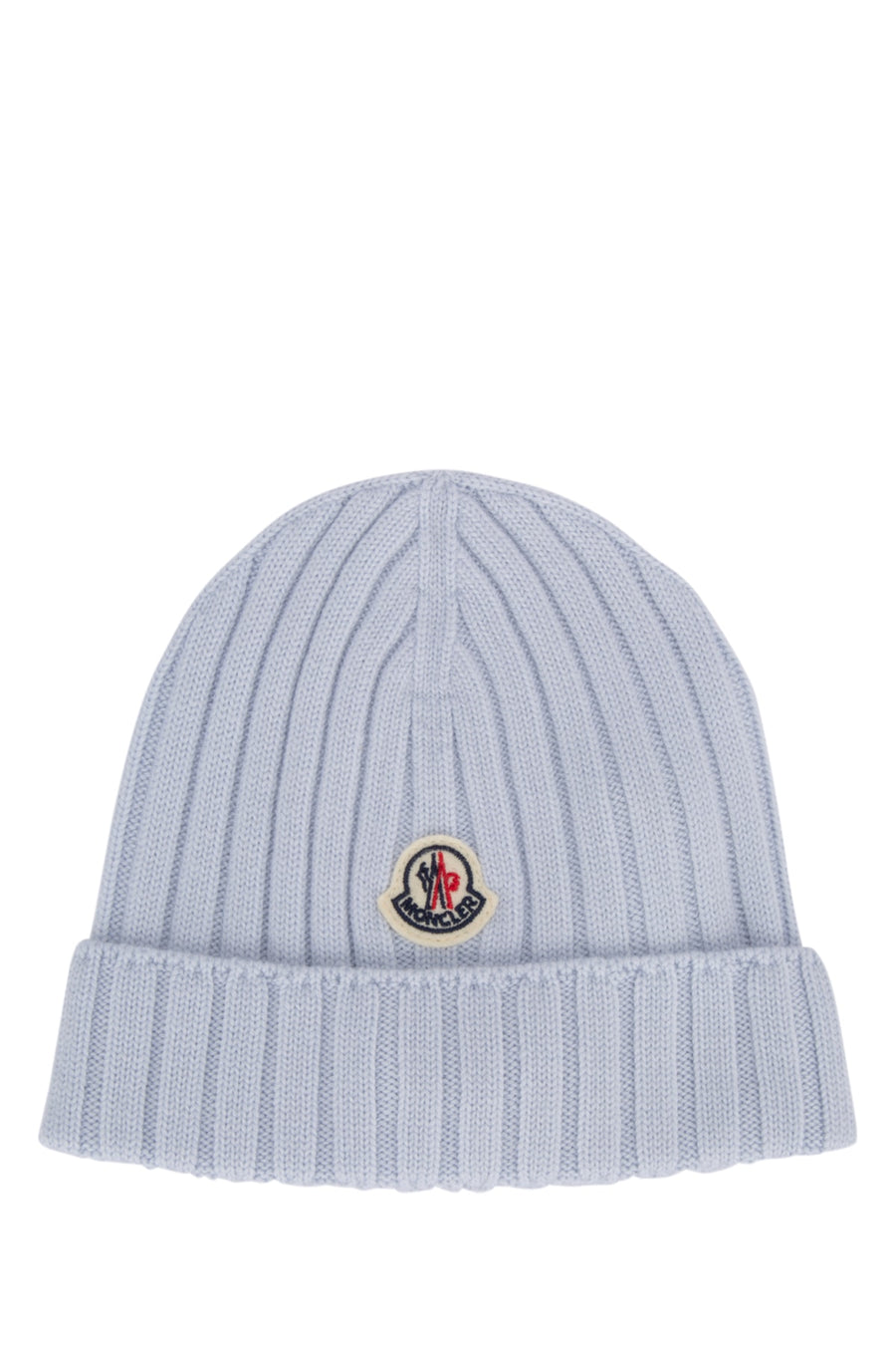 Moncler Jr Tricot 100% Virgin Wool beanie in blue