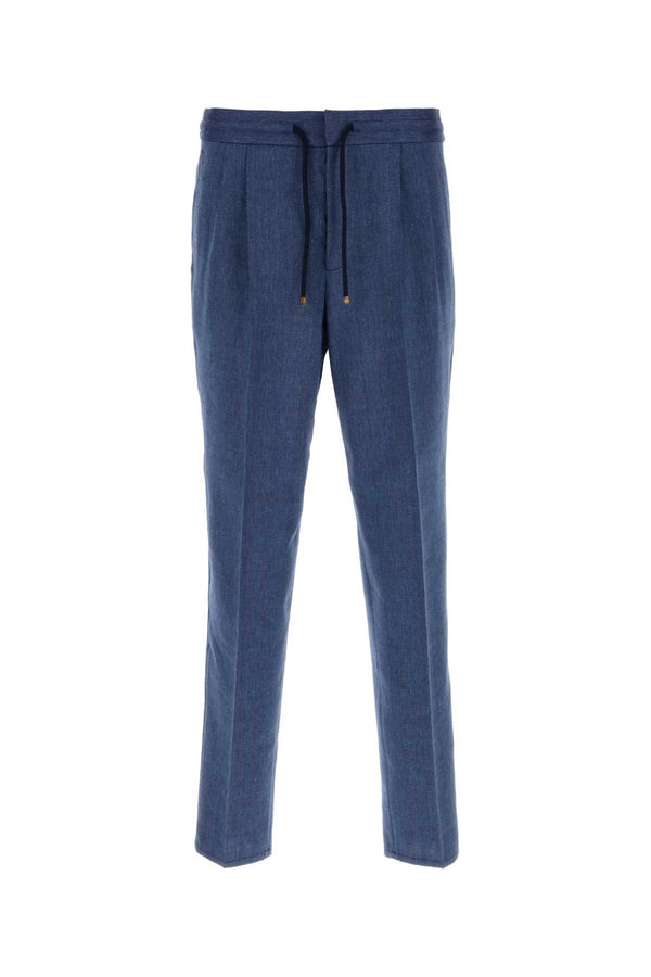 Brunello Cucinelli 60% Linen trouser in blue