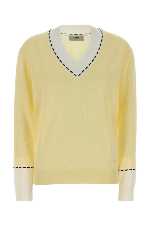 Yellow Wool Blend Sweater Chips+white Maglieria