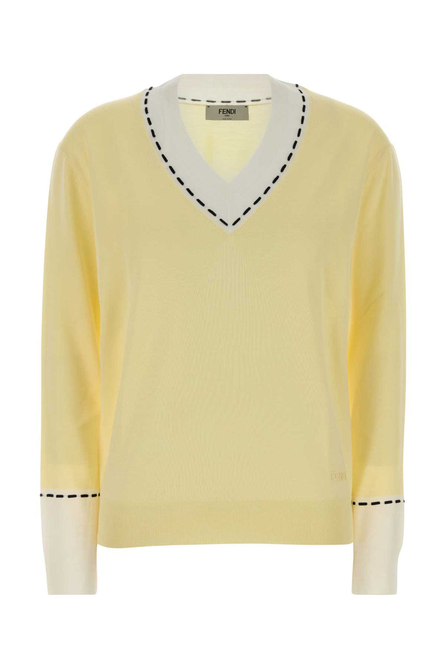 Yellow Wool Blend Sweater Chips+white Maglieria
