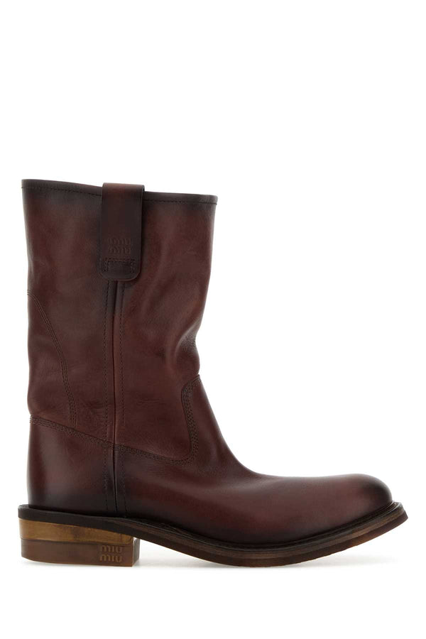 Miu Miu Exterior: 100% Calf boot in brown