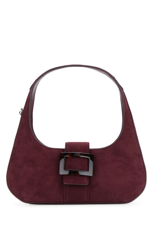 Roger Vivier Suede shoulder bag in burgundy