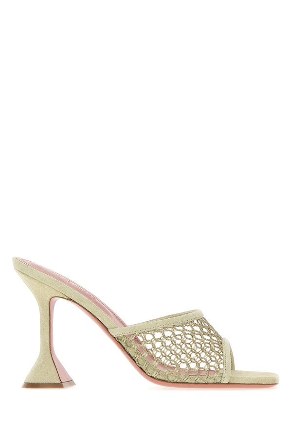 Amina Muaddi Ecru Exterior: 100% Suede mule in ecru