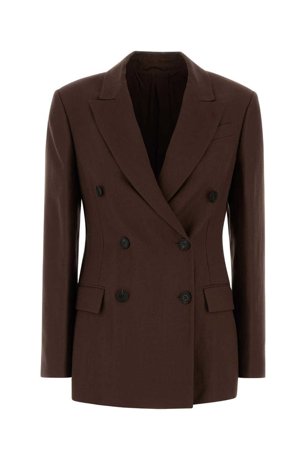 Brunello Cucinelli Exterior: 72% Viscose 28% Linen; Lining: 74% Acetate 24% Silk blazer in brown