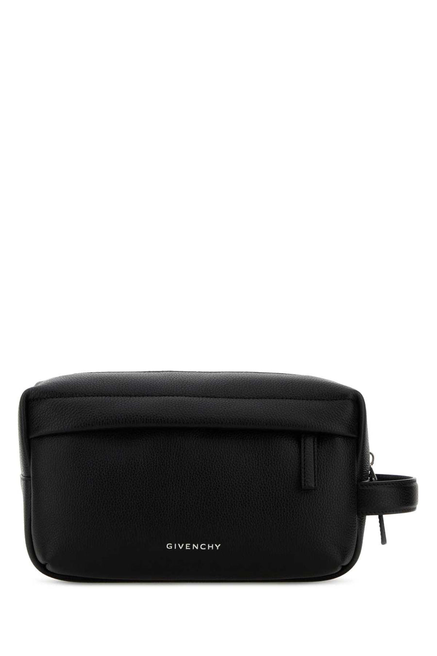 Givenchy Toilet Exterior: 100% Calf Lining: 100% Nylon Finishing: Silver metal travel wallet in black