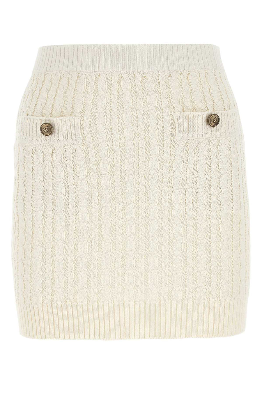 Prada 98% Cotton mini skirt in beige