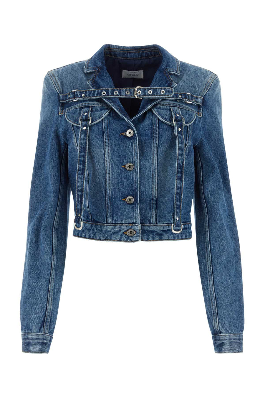 Off-White Exterior: 100% Cotton. Lining: 65% Polyester 35% Cotton jacket in blue