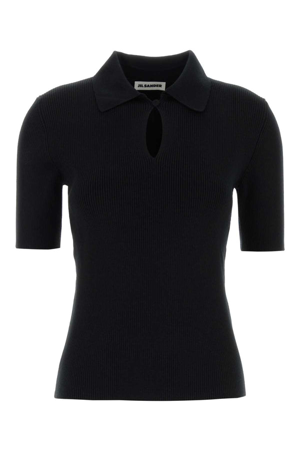 Jil Sander Shirt 100% Virgin Wool polo shirt in black