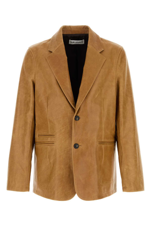 Our Legacy Blazer Exterior: 100% Bovine leather; Lining: 100% Viscose blazer in camel
