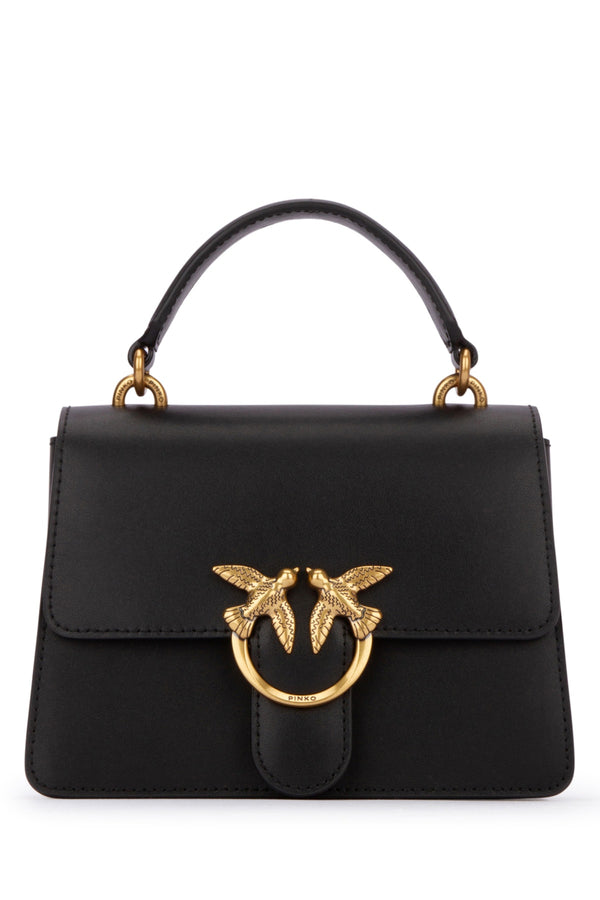 Pinko Handle 100% leather top handle bag in black