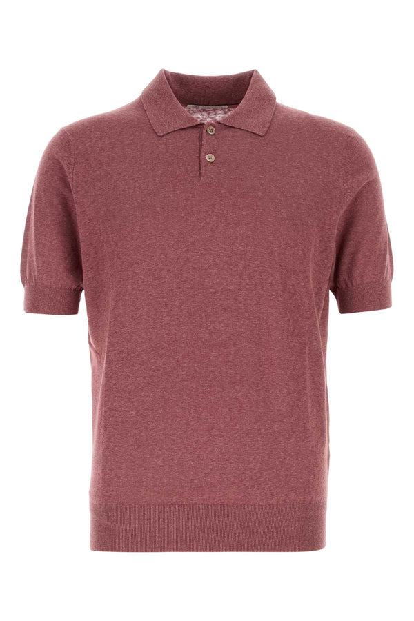 Brunello Cucinelli 70% Linen 30% Silk polo shirt in purple