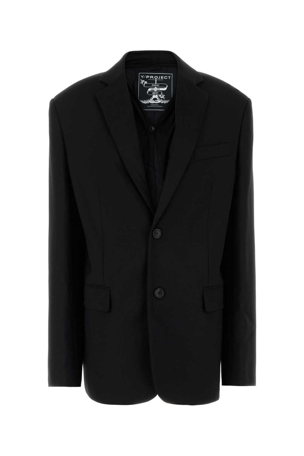 Y Project Lapel Exterior: 53% Polyester 43% Wool 4% Elastane Lining: 100% Viscose blazer in black