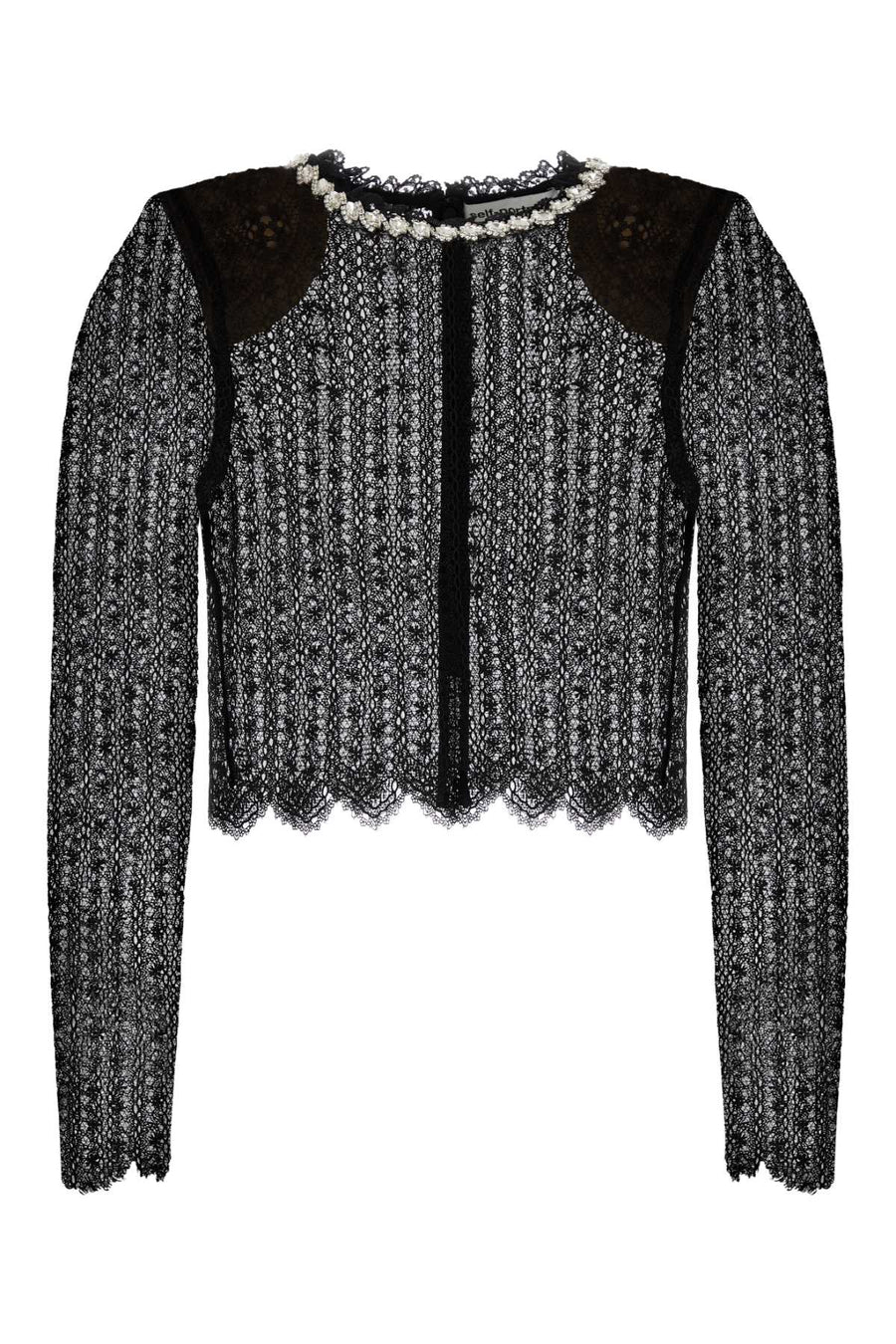 Self-Portrait Manica 100% Polyester lace top in black