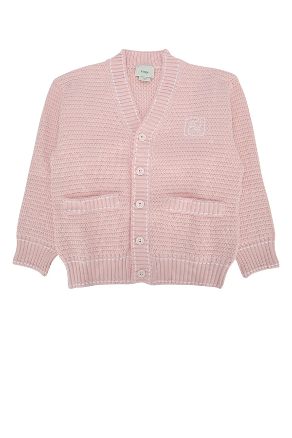 Fendi Kids Selleria 100% Cotton cardigan in pink