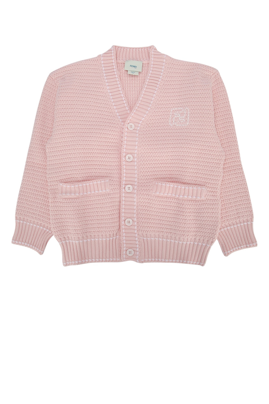 Fendi Kids Selleria 100% Cotton cardigan in pink