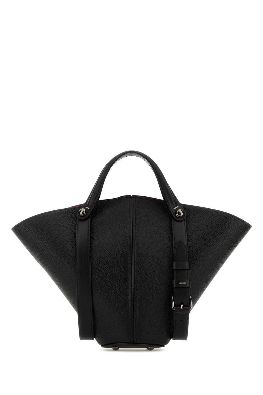 Maison Margiela Body: 100% bovine leather; Contrast: 100% bovine leather; Lining: 100% goat leather; Interior: 100% bovine leather top handle bag in black