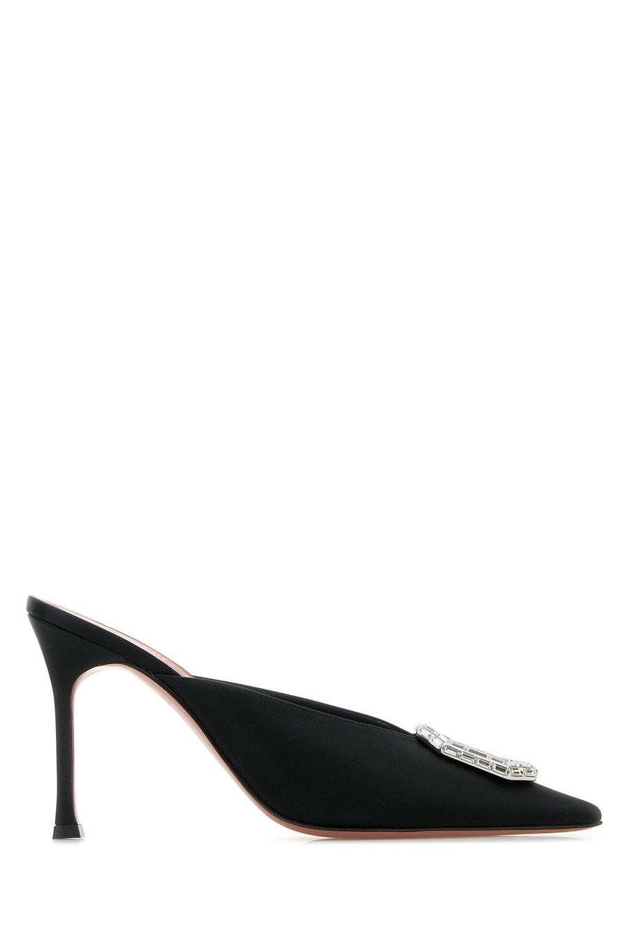 Amina Muaddi Blkwht Suede mule in black