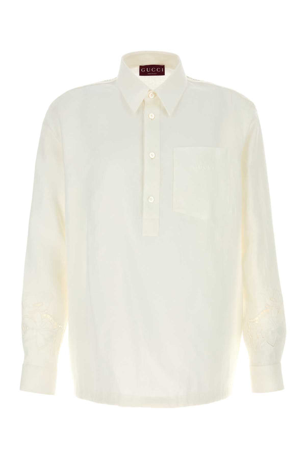 Gucci 100% Linen polo shirt in white
