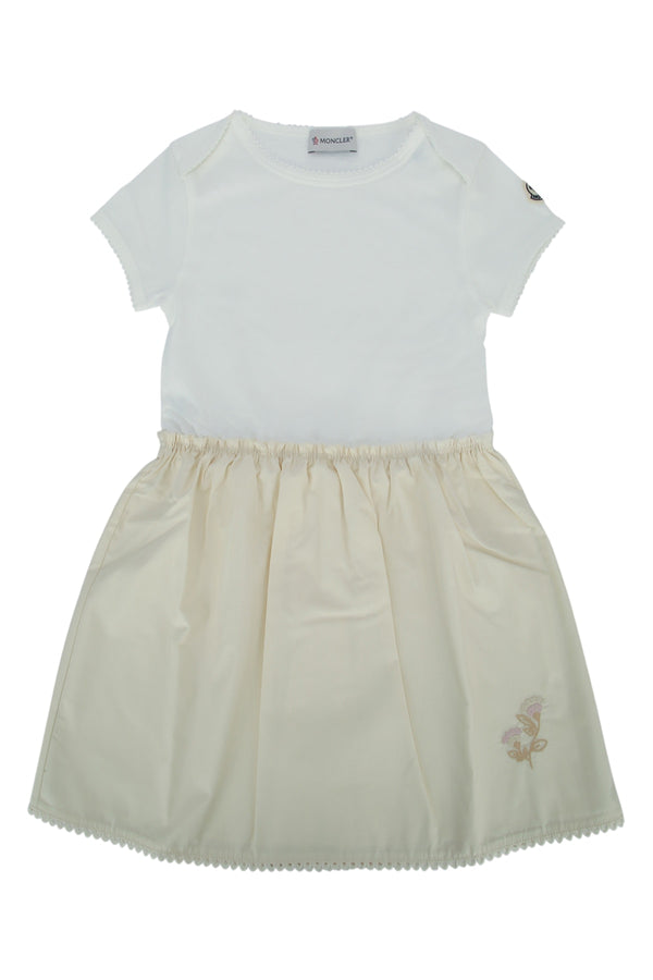Moncler Jr Top: 100% Cotton; Skirt: 91% Cotton dress in cream