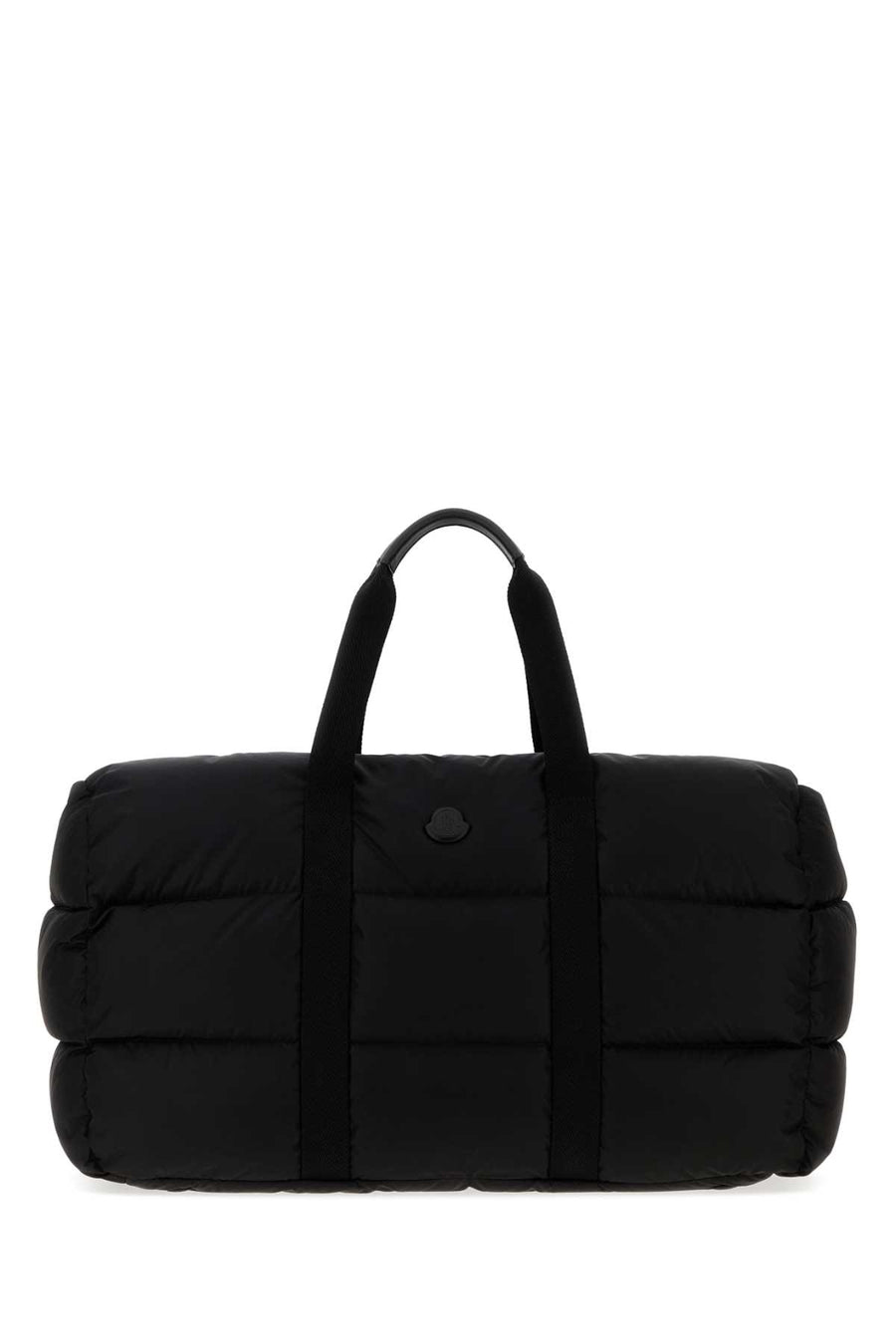 Moncler Duffle Exterior: 100% Nylon. Lining: 100% Cotton. Padding: 90% Down duffle bag in black