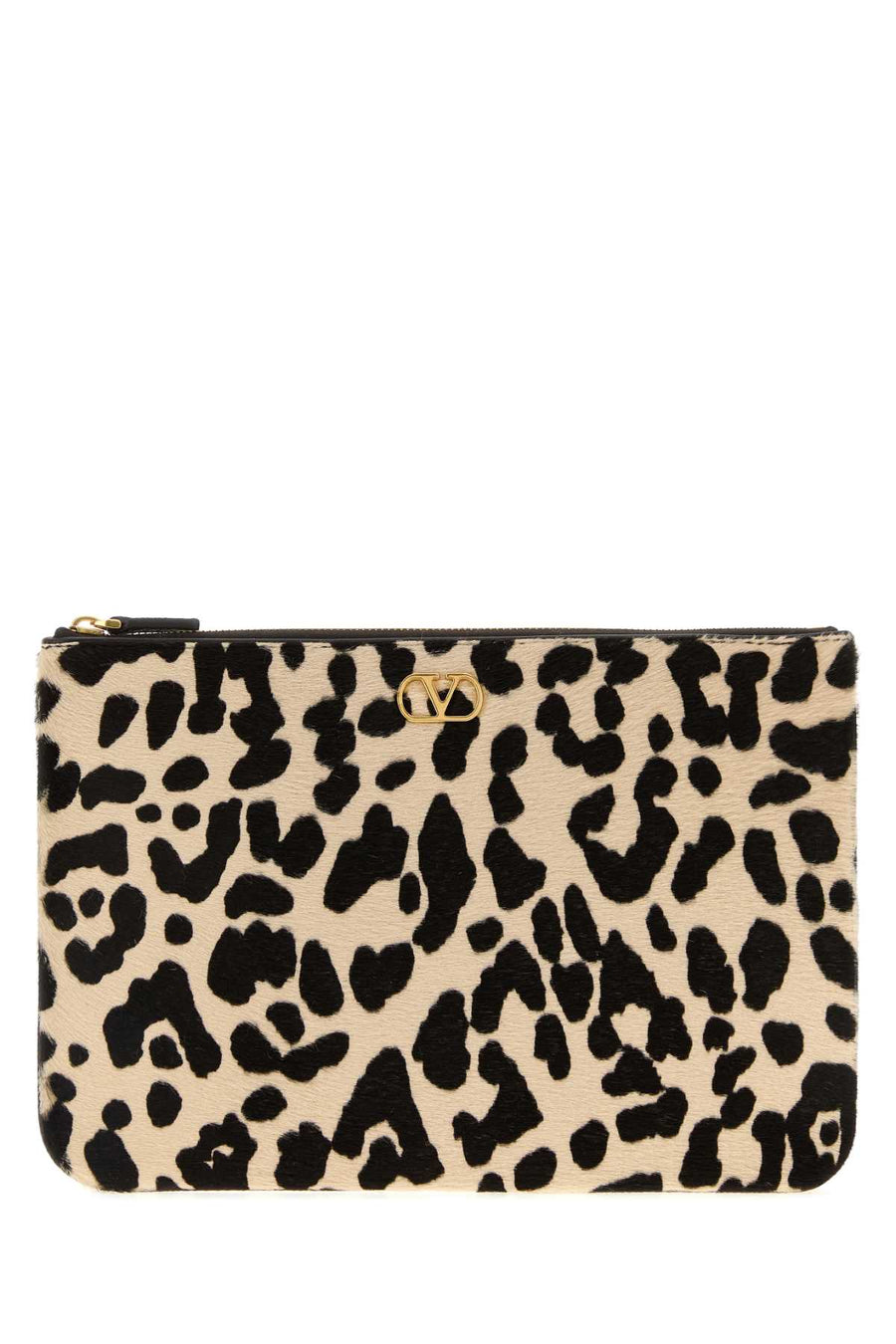 Valentino Garavani Flat Calf leather (Bos Taurus) clutch in beige