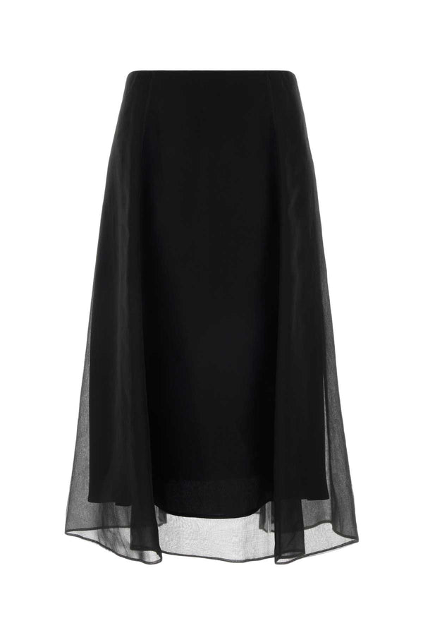 Brunello Cucinelli Longuette Exterior: 100% Silk; Lining: 74% Acetate skirt in black