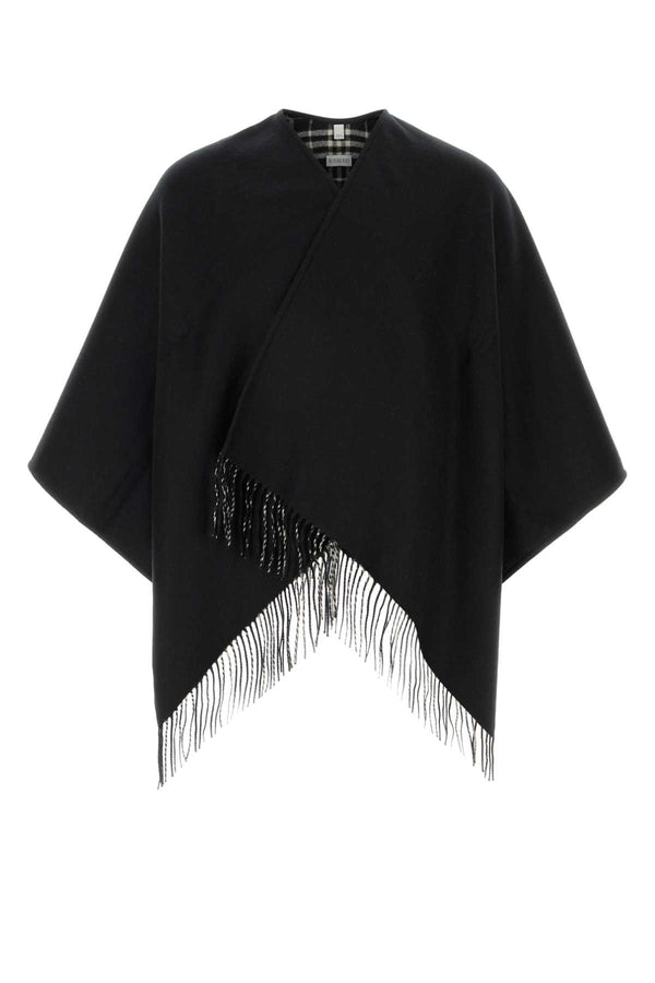 Black Wool Reversible Cape Blackcalicoipchk Exterior: Maglieria