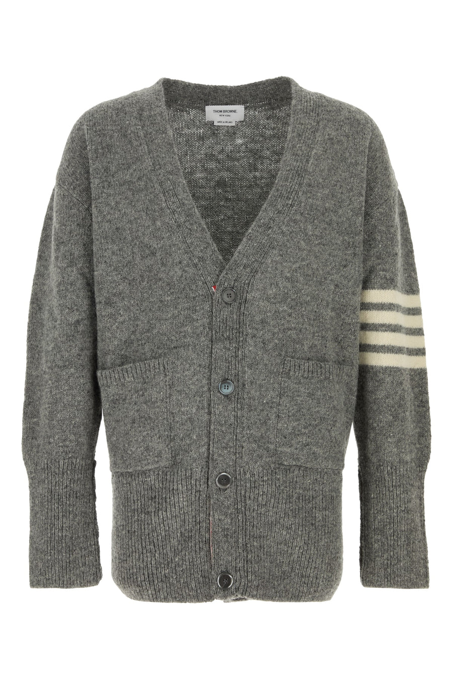 Thom Browne Stitchexaggerated 100% Wool cardigan in gray