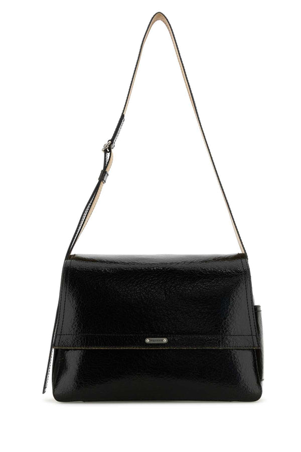 Alexander McQueen Exterior: 100% Calf; Finishing: Silver metal shoulder bag in black