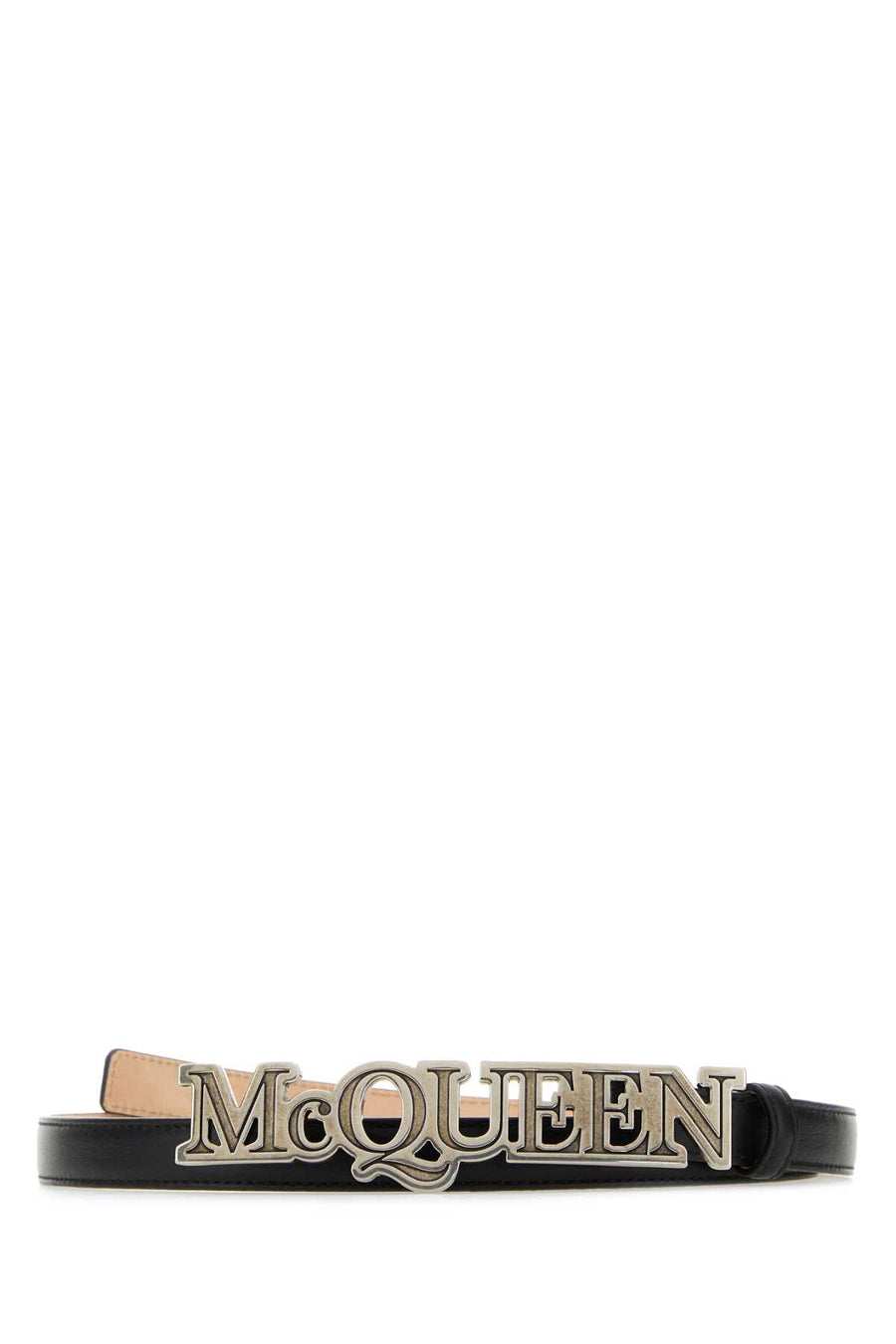 Alexander McQueen Exterior: 100% Leather Finishing: Antiqued silver metal belt in black