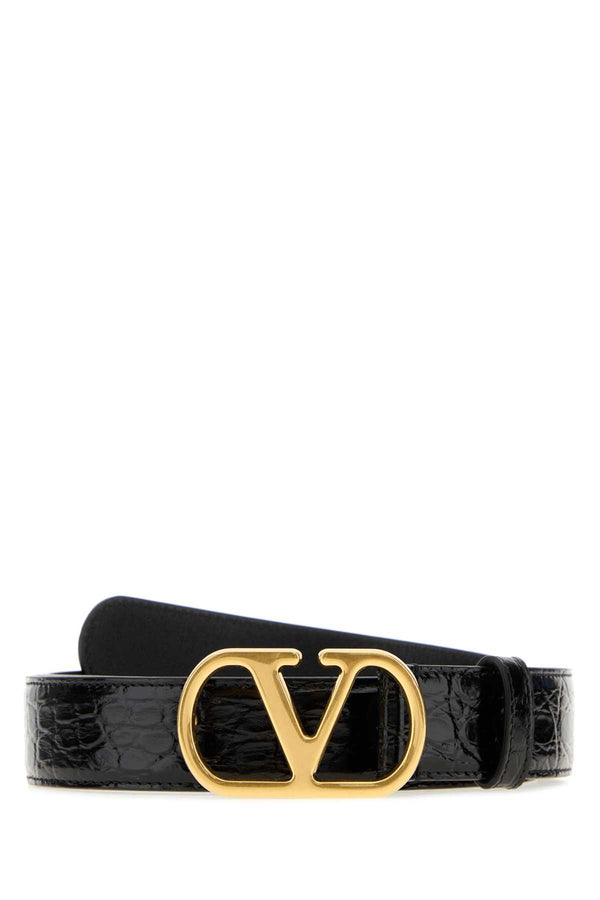 Valentino Garavani Vlogo Exterior: 100% Crocodile; Finishing: Golden metal belt in black