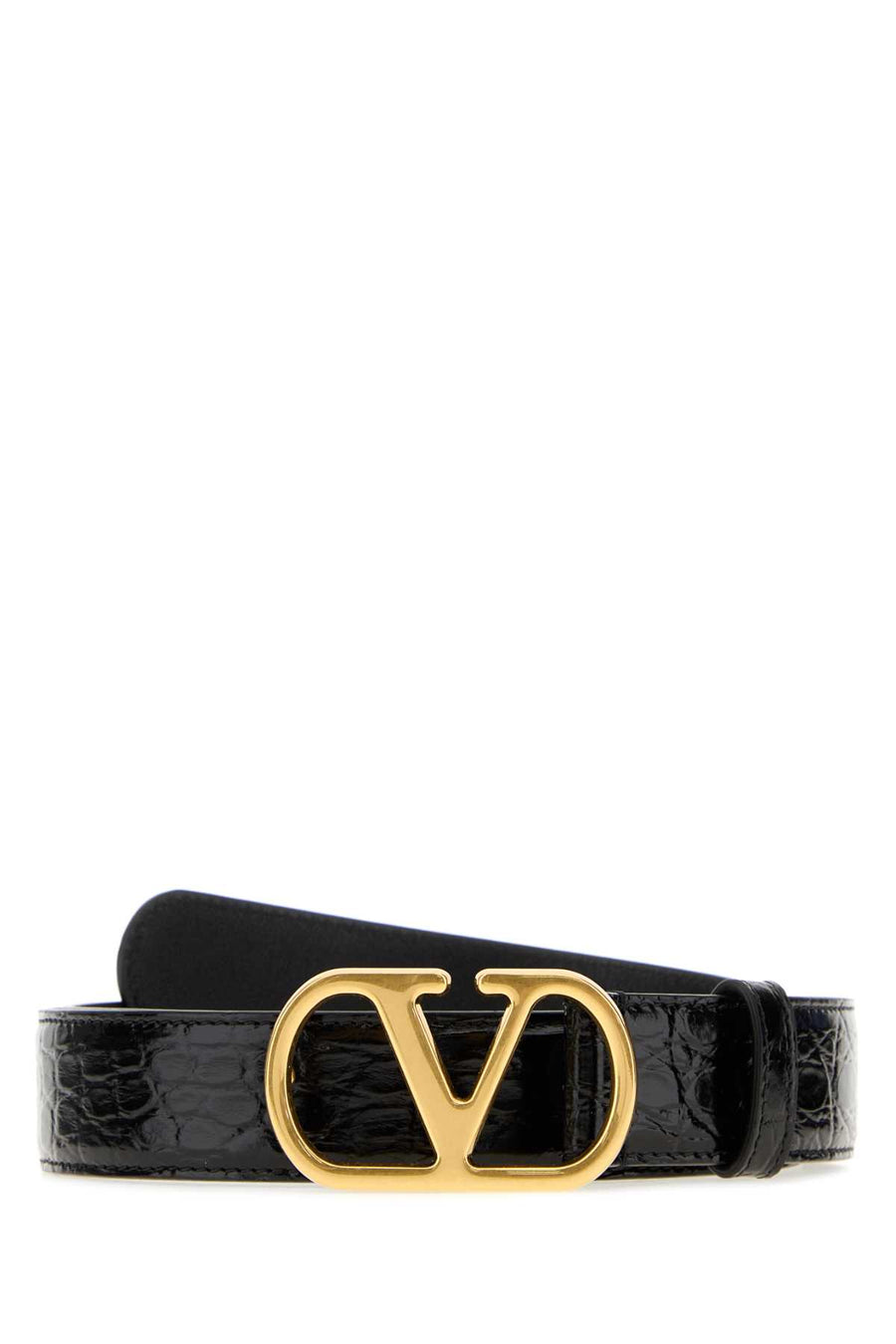 Valentino Garavani Vlogo Exterior: 100% Crocodile; Finishing: Golden metal belt in black