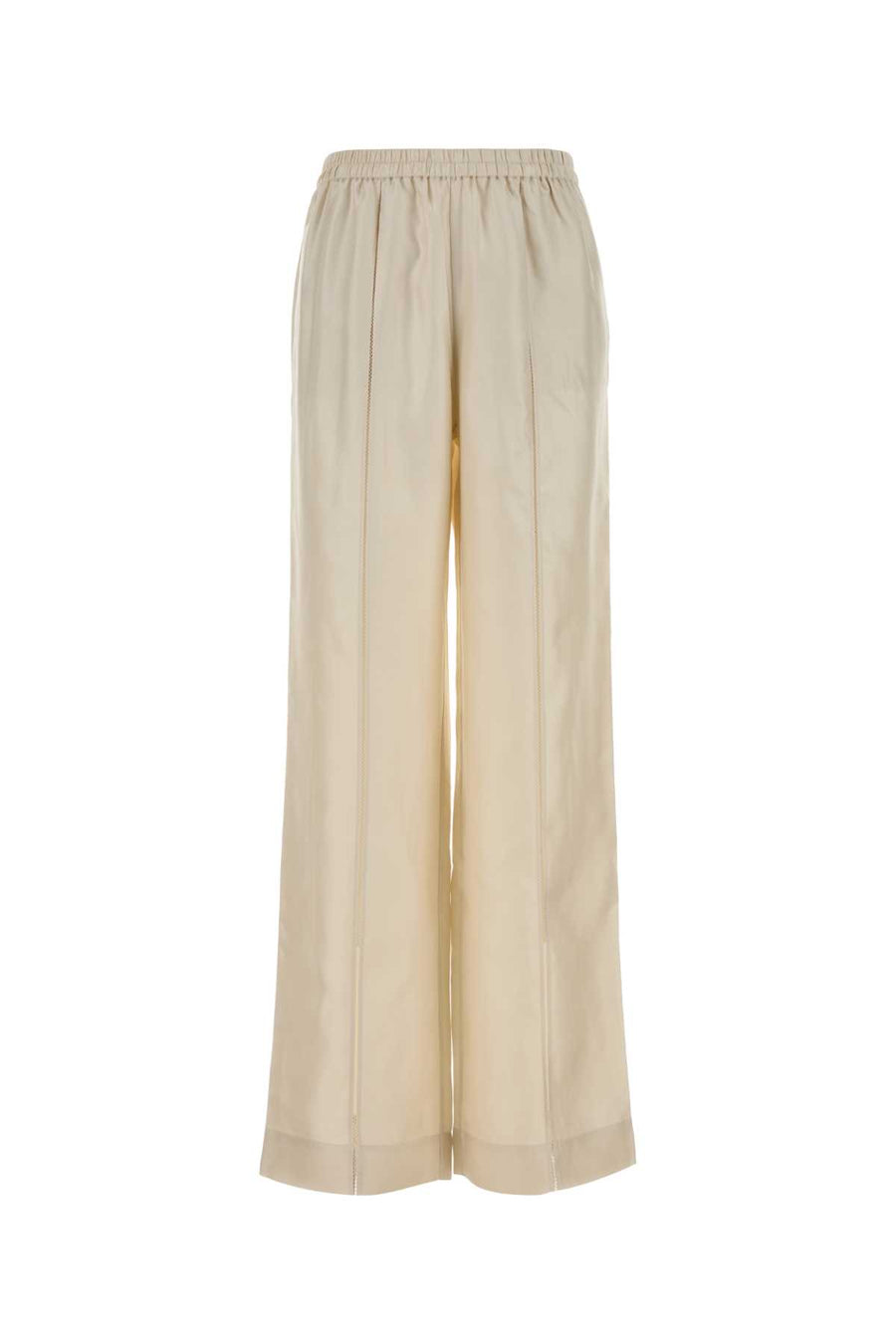 Loulou De Saison Elastic 100% Silk trousers in ivory
