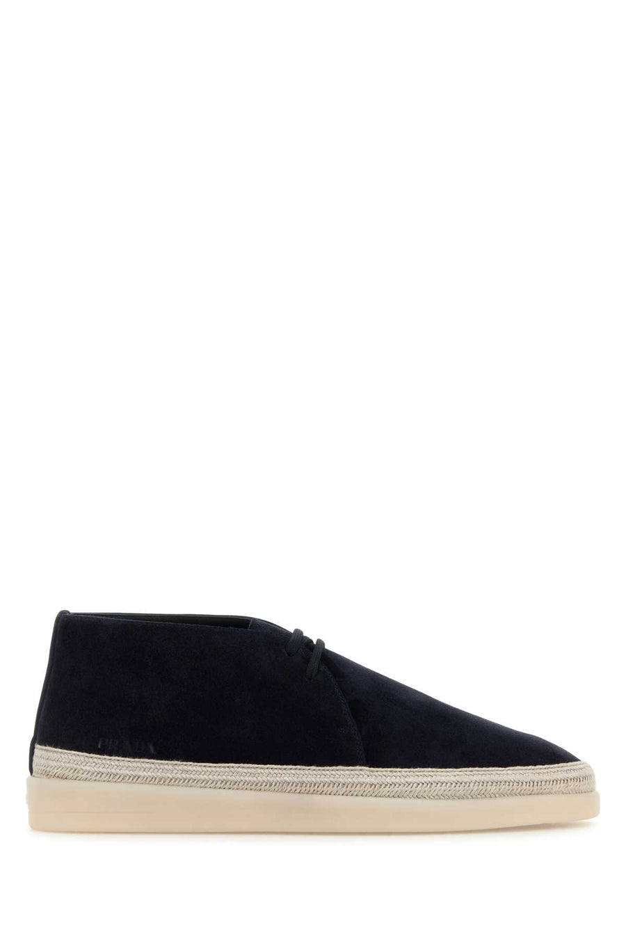 Prada Exterior: 100% Suede; Interior: 100% Leather; Sole: Rubber flat in navy