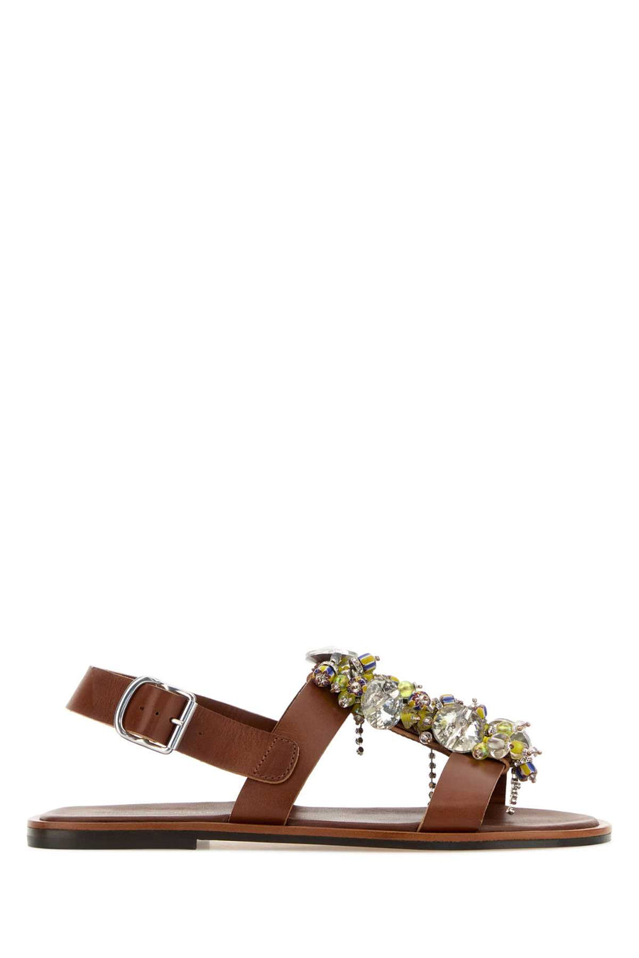 Dries Van Noten Exterior: 100% Leather sandal in burgundy