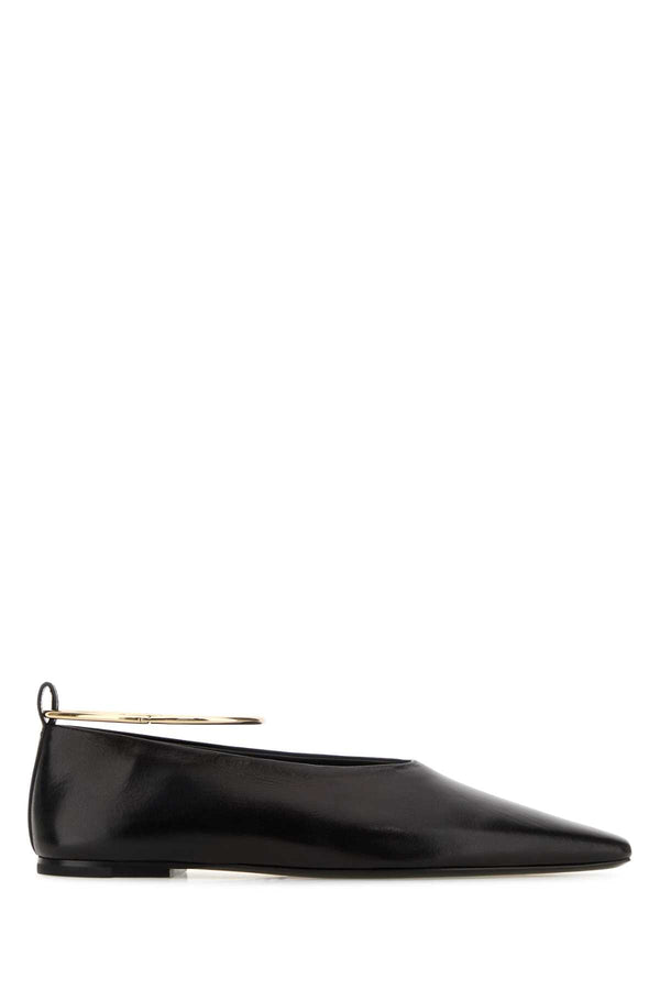 Jil Sander 100% Capra leather; 100% brass metalware; 100% sheepskin lining; 100% bovine leather sole ballet flat in black